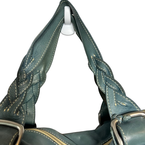 FOSSIL BLUE LEATHER SATCHEL - Picture 7 of 16